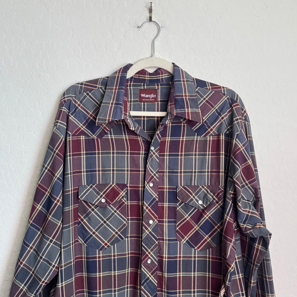 Wrangler Upcycled Western Patchwork Shirt Dress Plaid Striped Oversized Midi - Picture 2 of 11